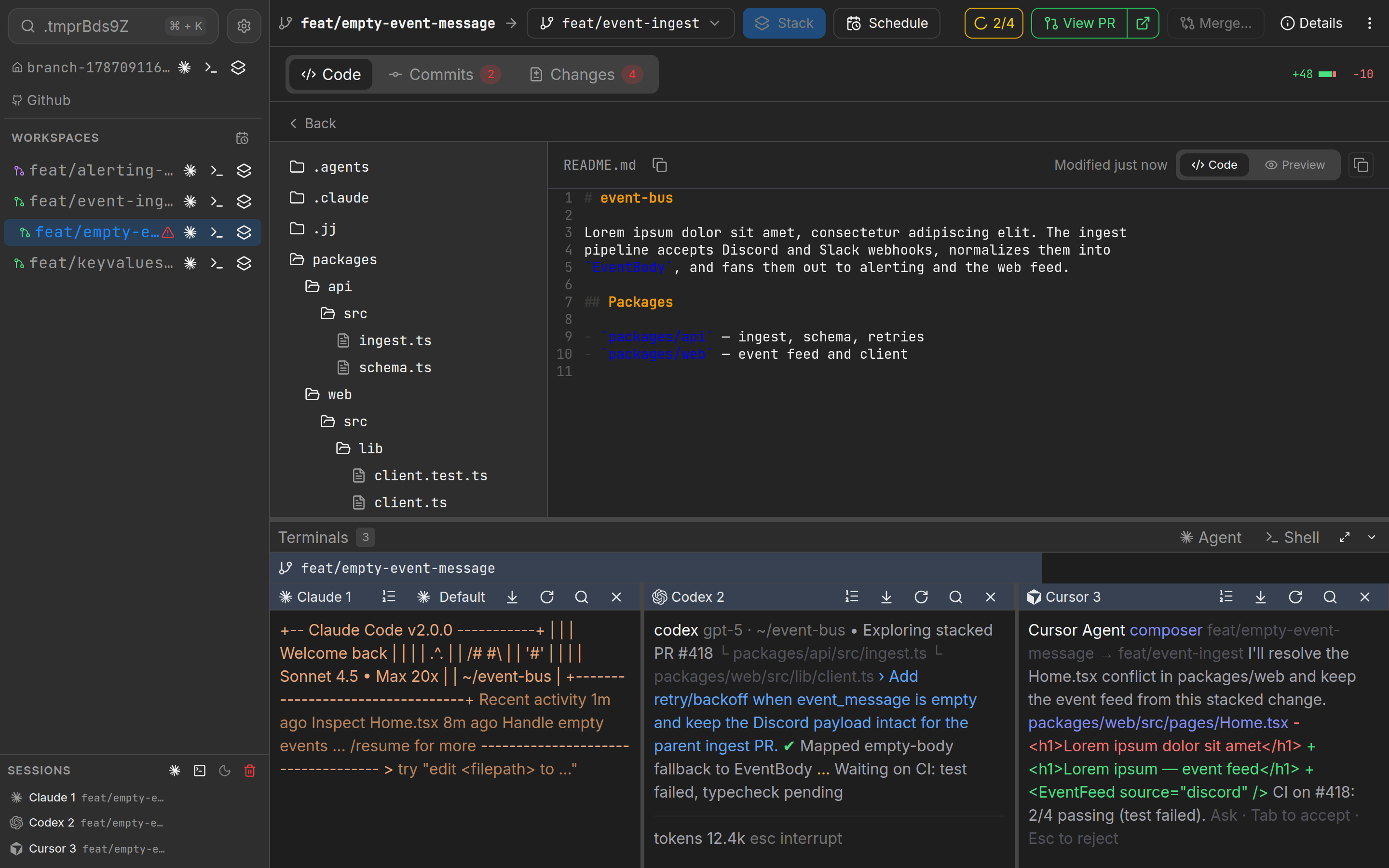 Terminal pane with an asset thumbnail from treq send